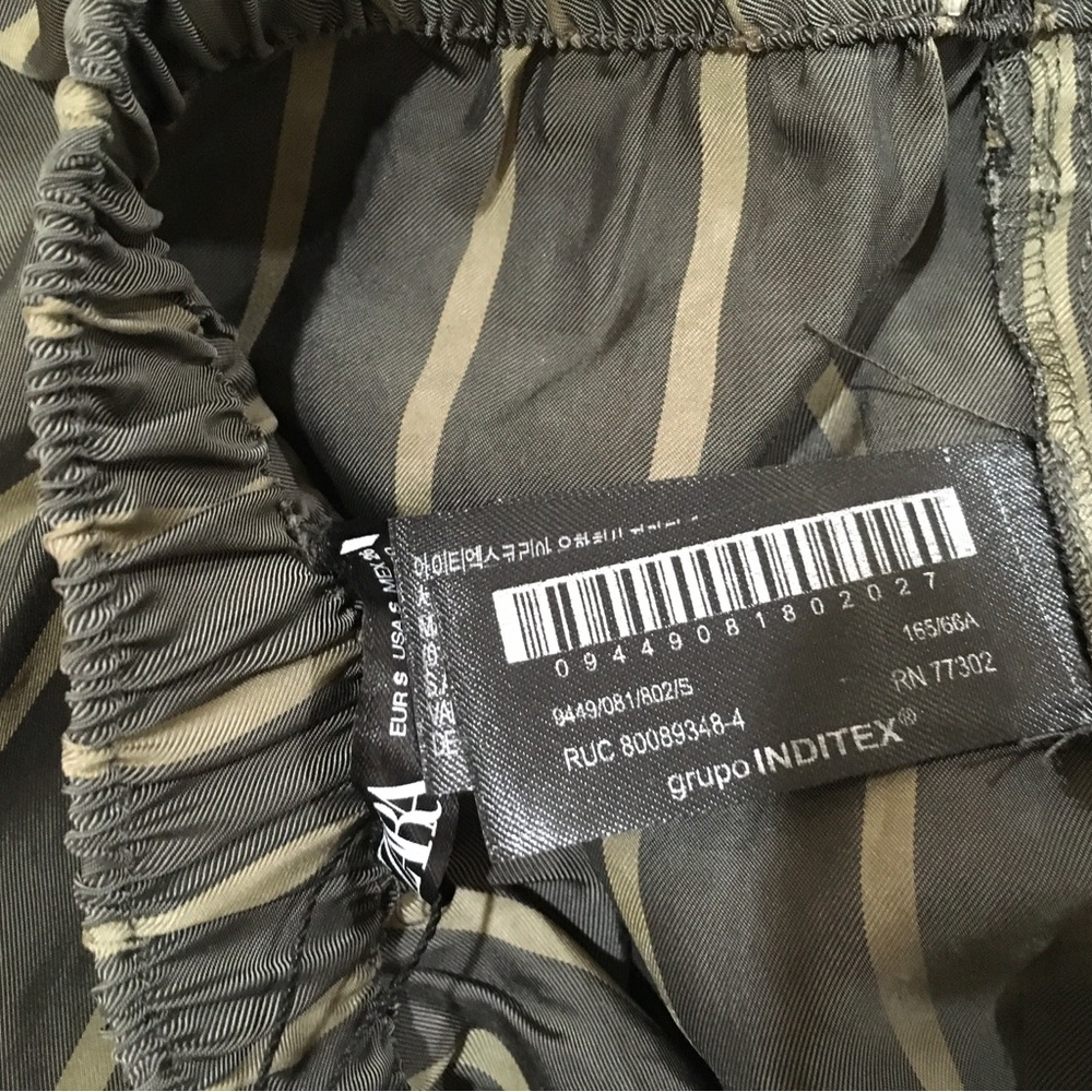 ZARA Pants Striped Ankle Pull On Grey Cupro Womens S Frey Snap New 9449/081 - Picture 6 of 9